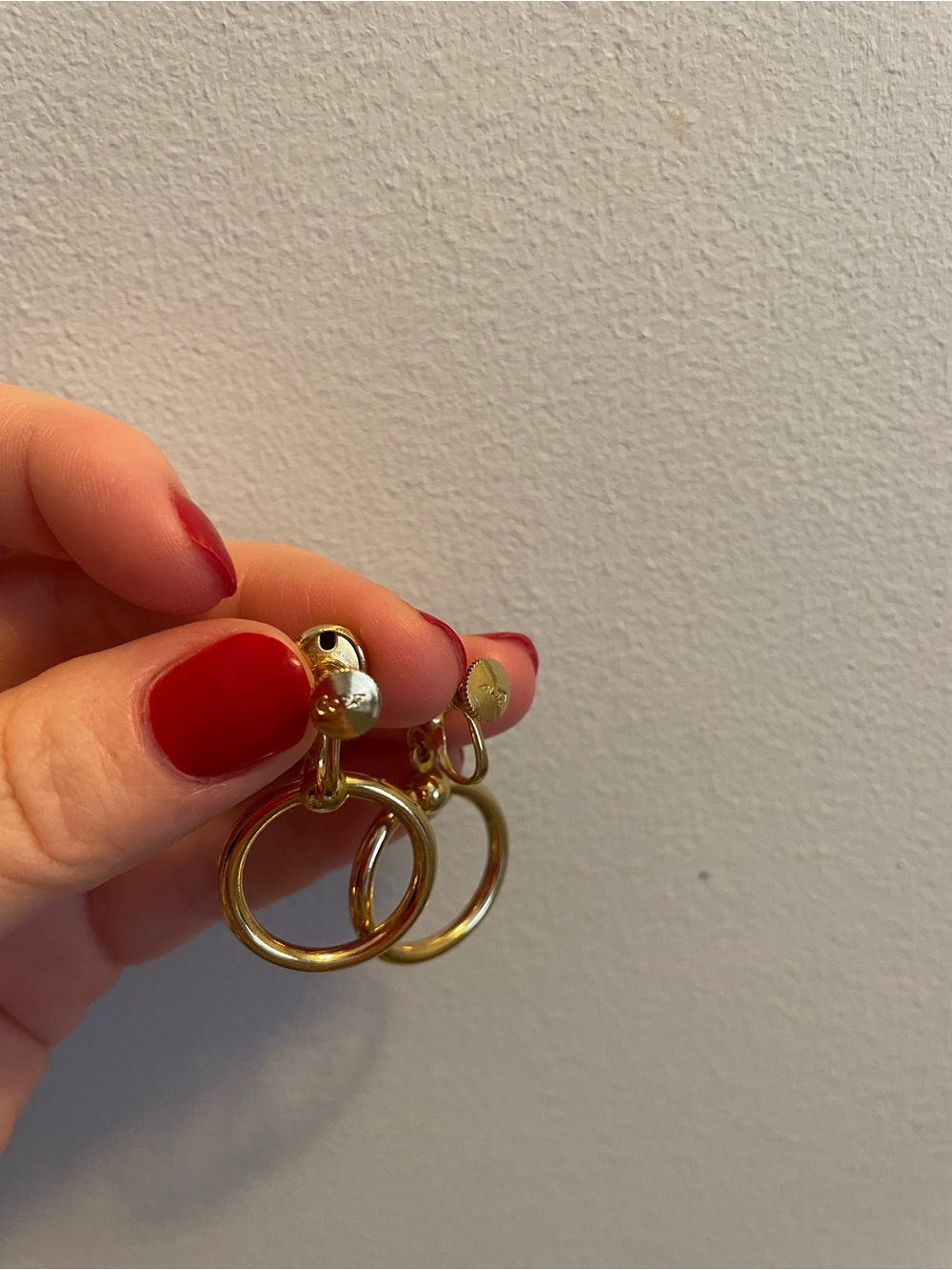 Coro Gold Double Hoop Drop Earrings